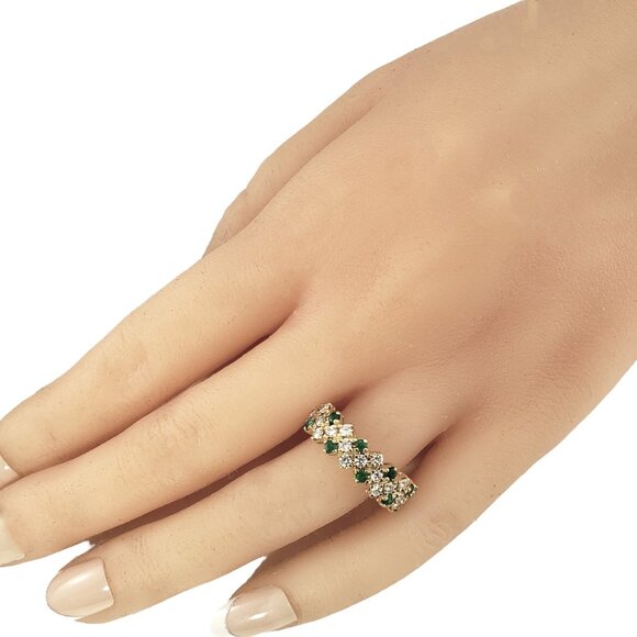 18K Yellow Gold Emerald and Diamond Ring Size 8.75 #16641 - Picture 7 of 9